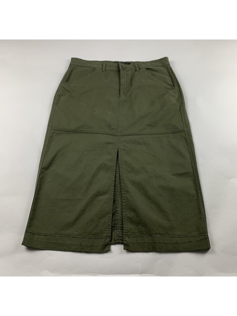 Sanctuary Dark Burnt Olive Canvas Split Front Triple Threat Pencil Skirt 29 New